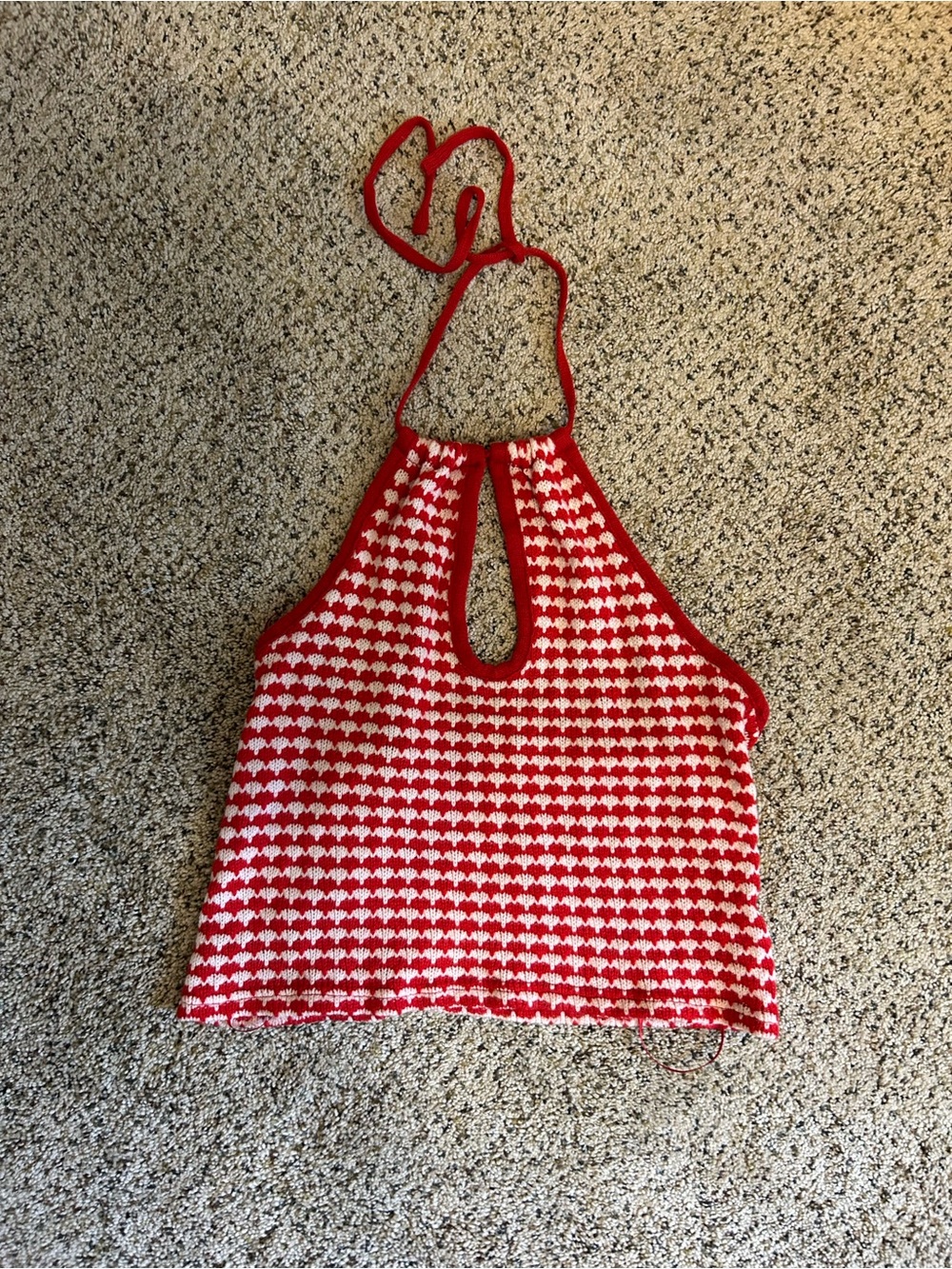 Zara Red and White Crochet Crop Top